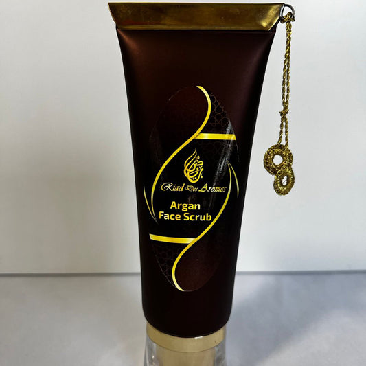Luxurious Argan Face Scrub in a stylish container, perfect for gently exfoliating and revitalizing the skin for a radiant, glowing complexion.
